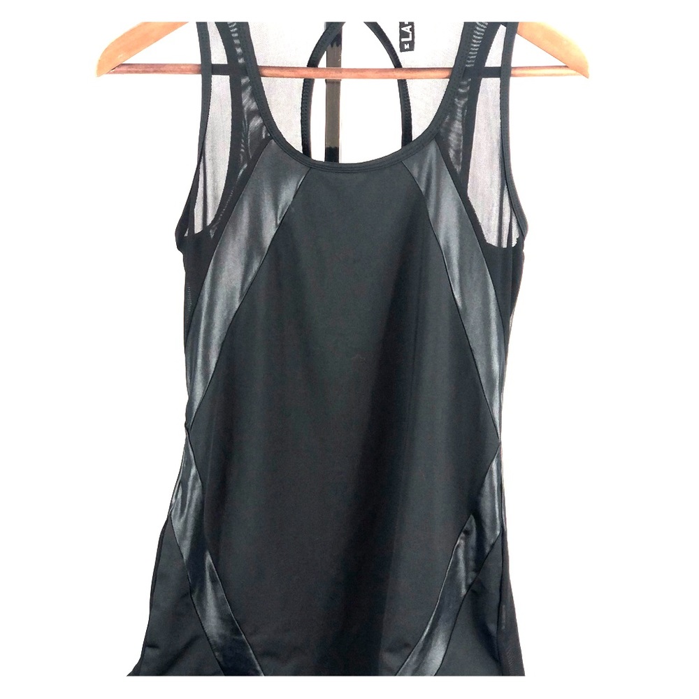 ❤️ 3/$30 Society black mesh tank with sati…